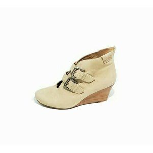 EMU Ankle Booties Wedge Double Buckles Straps Beig